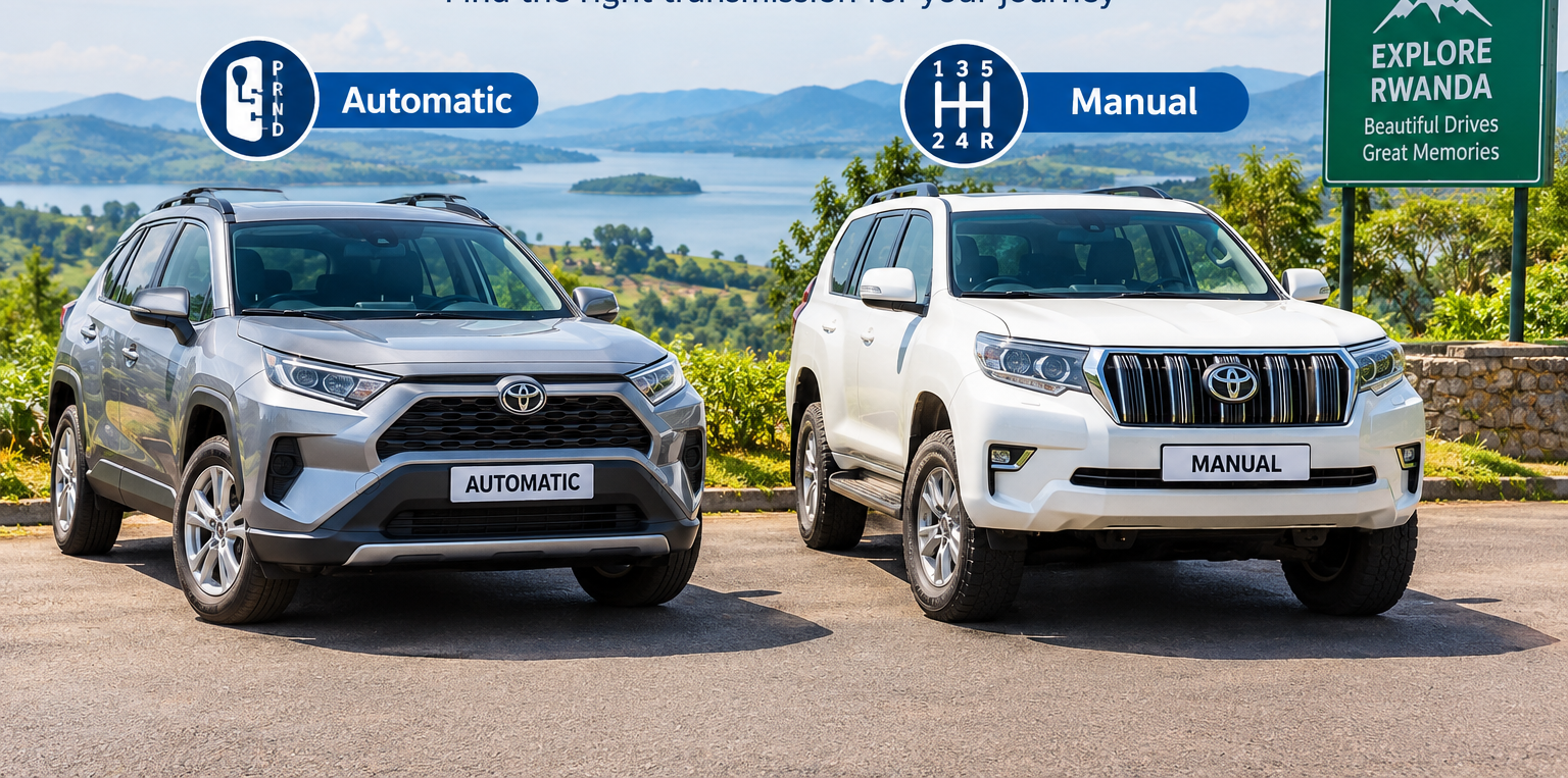 Automatic and manual car rental options in Rwanda