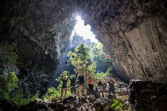 Tourists exploring Musanze Caves in Rwanda